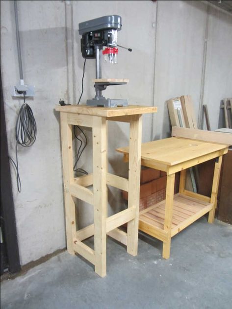 2x4 Lumber, Drill Press Stand, Drill Press Table, Woodworking Blueprints, Lumber Storage, Woodworking Shop Plans, Tool Stands, Tool Storage Diy, Workbench Plans