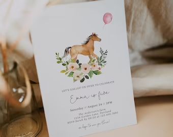 Printable horse birthday invite | Etsy Horse Party Invitations, Horse Birthday Party Invitations, Cowgirl Invitations, Horse Birthday Invitations, Horse Birthday Parties, Horse Party, Farm Animal Birthday, Horse Birthday, Pony Birthday