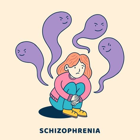 Hand drawn flat design schizophrenia ill... | Premium Vector #Freepik #vector #schizophrenia #hand-drawn-illustration #disorder #flat-design Illness Draw, Psychology Charts, Illness Illustration, Scrapbook Pictures, Psychology Disorders, Pretty Halloween Costumes, Drawing Examples, Happy Minds, Healthcare Design