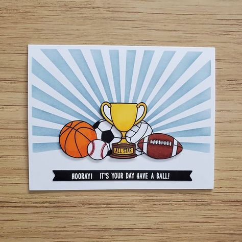 Sunny Studio Stamps: Team Player Customer Card by Daria Zender Teachers Day Card For Sports Teacher, Sports Day Card Ideas, Sport Cards Ideas, Sports Decorations School, Sports Day Ideas, Navaratri Decoration, Sports Day Decoration, Handmade Teachers Day Cards, Breakfast Puns