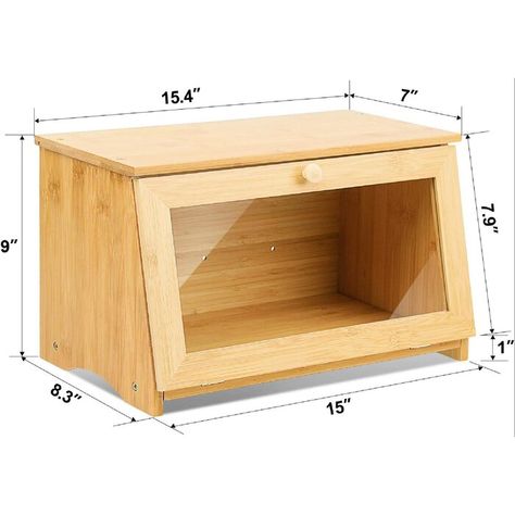 Loon Peak® Wooden Bread Box For Kitchen Counter, Single-Layer Bamboo Large Capacity Food Storage (Natural Bamboo) | Wayfair.ca Wooden Bread Box, Bread Storage, Glass Front Cabinets, Bread Bin, Food Storage Container Set, Integrated Appliances, Diy Kitchen Storage, Bread Boxes, Bread Box