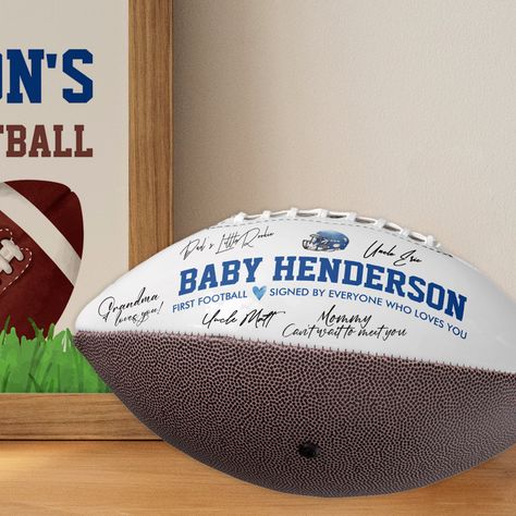 Football Baby Shower Theme, First Baby Announcements, Baby Boy Football, Football Baby Shower, Baby Boy Shower Favors, Simple Baby Shower, Baby Shower Outfit, Baby Shower Supplies, Football Baby