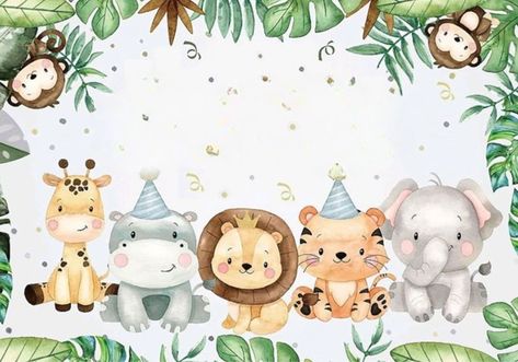 Jungle Safari Cake, Funny Baby Card, Jungle Theme Birthday Party, Jungle Party Decorations, Safari Animals Birthday, Wild Birthday Party, Lion Birthday, Jungle Theme Birthday, Safari Cakes