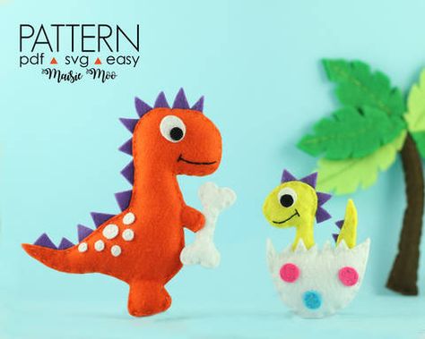 Felt Dinosaur Pattern, Summer Ornaments, Willow Crafts, Sewing Pattern For Beginners, Felt Dinosaur, Dinosaur Plush Toy, Dinosaur Svg, Dinosaur Nursery, Baby Dino