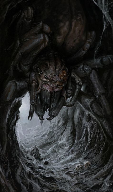 Shelob Lord Of The Rings, Minas Morgul, Fantasy Creatures Mythology, Lord Of Rings, Throne Of Glass Books, Giant Spider, Lotr Art, Gothic Fantasy Art, Scary Monsters