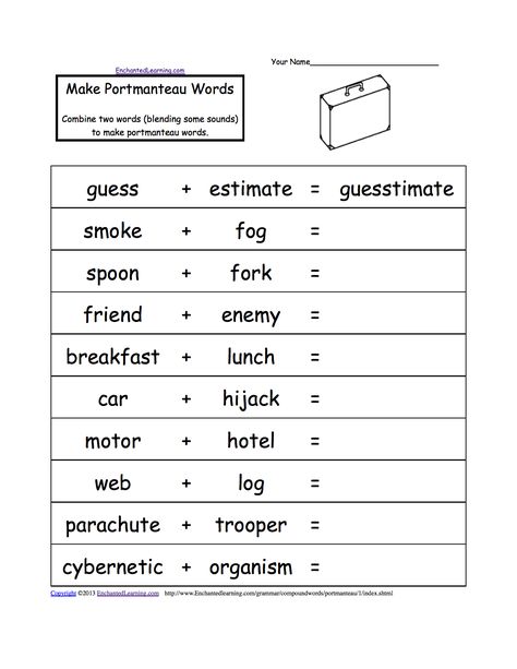 Great alphabetical list of compound words Portmanteau Words, Pictionary Words, Phonics Reading Passages, Words Worksheet, Reading Assessment, Classroom Anchor Charts, Combining Like Terms, Like Terms, Phonics Words