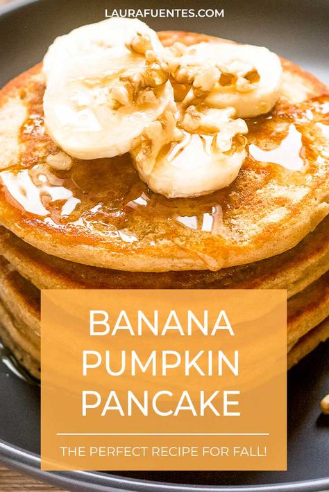 Healthy Pumpkin And Banana Recipes, Pumpkin Banana Oat Pancakes, Pumpkin Pancakes Toddler, Banana Pumpkin Pancakes Healthy, Healthy Pumpkin Pancakes Easy, Pumpkin Pancakes For Toddlers, Small Batch Pumpkin Pancakes, Banana Pumpkin Waffles, Pumpkin Pancakes Blw