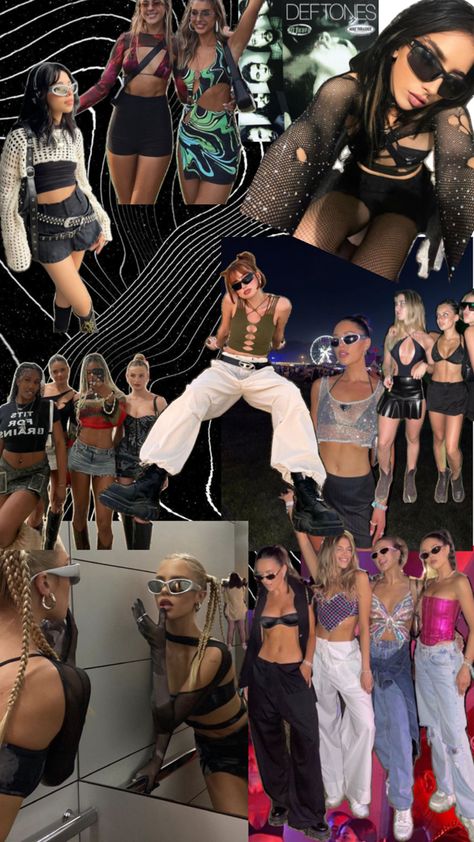 Suenos Festival Outfits 2024, Summer Rave Streetwear Tops, Music-themed Tops For Streetwear And Music Festivals, Summer Music Festival Triangle Top, Rave Crop Top For Music Festival, Ibiza Outfit, Techno Outfit, Coachella Vibes, Outfit Festival