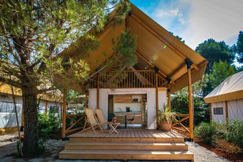 Arena One 99 Glamping | Istria Croatia | Arena Campsites Bell Tent Camping, Port Town, Istria Croatia, Glamping Tent, Glamping Resorts, Big Tents, Go Glamping, Shower Tent, Luxury Glamping