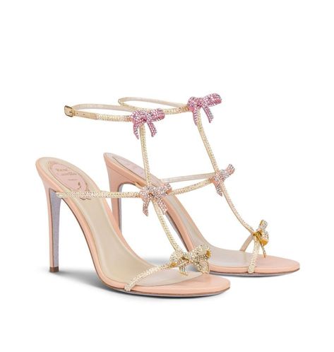 Jewel Shoes, Bow High Heels, Dr Shoes, Cute Shoes Heels, Shoes Heels Classy, Elegant Sandals, Jeweled Sandals, Double Bow, Crystal Shoes