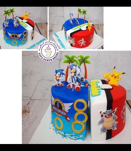 Sonic And Pokemon Cake, Birthday Pokemon, Pokemon Y, Sonic Cake, 8 Birthday, Pokemon Cake, Sheet Cake, 8th Birthday, Themed Cakes