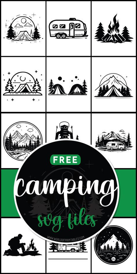 Embrace the great outdoors with camping SVGs! Explore adventurous designs perfect for adding a touch of wilderness to your crafting projects. ⛺️🌲 Outdoor Svg Free, Camping Signs Diy Free Printable, Cameo 5 Projects, Free Camping Svg Files For Cricut, Camping Svg Files Free, Mountain Svg Free, Free Silhouette Designs, Adventurous Design, Cricut Svg Files Free