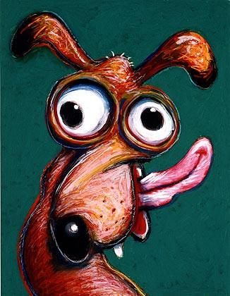 Bugeyes Signed Print of Funny Painting of Dog Weird Dog Drawing, Funny Dog Drawings, Silly Paintings, Painting Of Dog, Funny Dog Art, Weird Looking Animals, Arte Dachshund, Strange Wallpaper, Dog Caricature