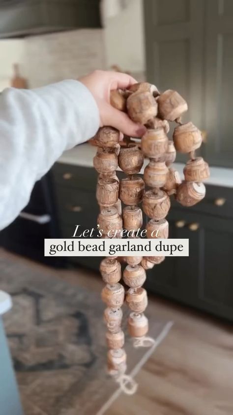 Birch Wood Beaded Garland curated on LTK Wood Beaded Garland, Rub And Buff, Bead Garland, Wood Bead Garland, Diy Garland, Diy Christmas Tree, Holiday Inspiration, Beaded Garland, Gold Wood