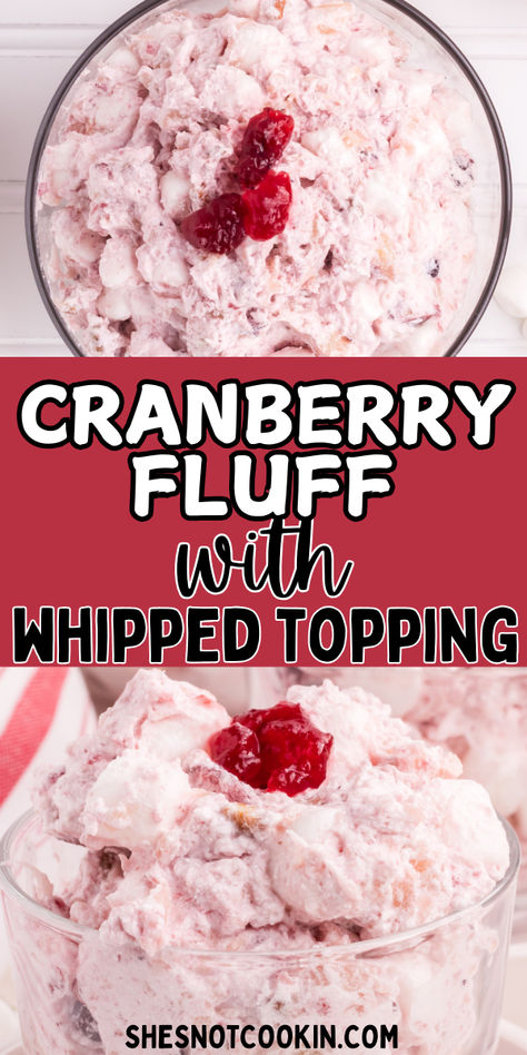 Cranberry fluff salad in a glass bowl. Congealed Salads For Thanksgiving, Easy Cranberry Fluff Salad, Cranberry Fluff Salad Recipes, Can Cranberry Recipes, Recipes For Fresh Cranberries, Easy Christmas Salads Recipes, Simple Fruit Salad Recipe, Easy Cranberry Fluff, Easy Cranberry Salad