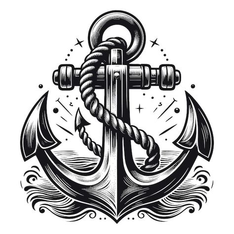 Anchor Illustration, Anchor With Rope, Anchor Art, Eagle Symbol, Vintage Ship, Ship Anchor, Nautical Tattoo, Dbz Art, Dope Cartoon Art