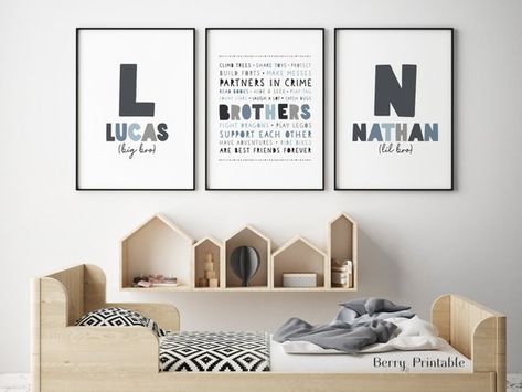 Brother Bedroom, Brothers Room Decor, Boy Room Artwork, Boy And Girl Shared Bedroom, Shared Boys Rooms, Sibling Room, Brothers Room, Boy Rooms, Lil Bro