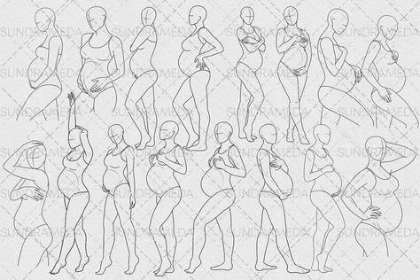 Pregnant Poses Drawing, Pregnancy Reference Drawing, Pregnant Reference Drawing, Pregnant Drawing Reference, Pregnant Poses, Comic Help, Pregnancy Drawing, Motherhood Art, Women Poses