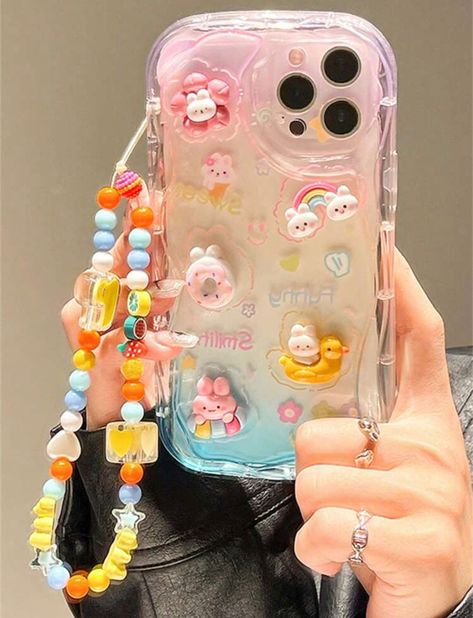 Cute Phone Cases With Charms, Plants Diy, 3d Phone Cases, Funny Phone Cases, Girly Phone Cases, Kawaii Phone Case, Rabbit Decor, Pretty Iphone Cases, Cartoon Rabbit