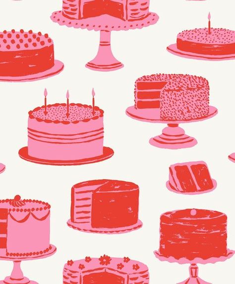 Emily Taylor on Instagram: "I’ve been craving cake as I’ve worked through a very sugary collection and an equally sweet project last fall! Cakes like the chocolate Matilda cake. Or my Mum’s special raspberry & cream layered crepe cake. Or a classic rainbow funfetti like our wedding cake. Many mesmerizing videos of icing being piped have been watched over and over, all seasons of GBBO rewatched, and ‘must-try’ bakeries around the city have been added to a growing list. Here’s hoping this week Rainbow Cake Illustration, Cherry Cake Illustration, Emily Taylor Illustration, Retro Cake Illustration, Cake Graphic Design Poster, Slice Of Cake Illustration, Frosting Illustration, Vintage Cake Illustration, Cake Drawing Illustration