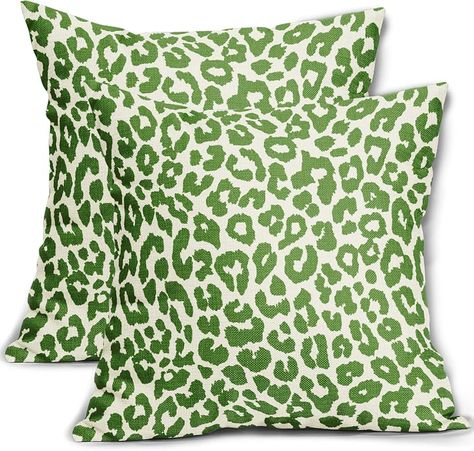 Amazon.com: Aytipun Hot Pink Leopard Print Pillow Covers 18x18 Set of 2 Cheetah Animal Pattern Chinoiserie Decorative Outdoor Pillowcases Rustic Farmhouse Zipper Throw Cushion Case Decor for Home Couch Sofa Bed : Home & Kitchen Lime Green Pillows, Green Outdoor Pillows, Chinoiserie Pillow, Leopard Print Pillows, Leopard Pillows, Green Leopard Print, Green Pillow Covers, Outdoor Furniture Decor, Cheetah Animal