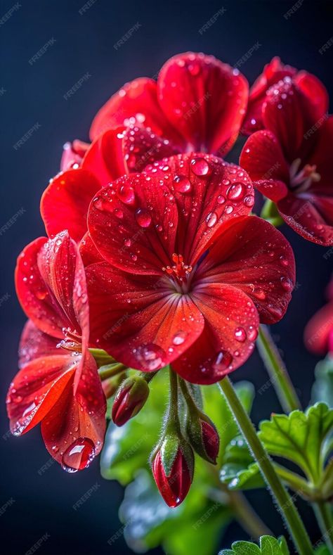 Premium Photo | Red geranium flowers blossom with water drops Geranium Flower, Red Geraniums, Everything And Nothing, Blossom Flower, Water Drops, Geraniums, Premium Photo, Superman, Blossom