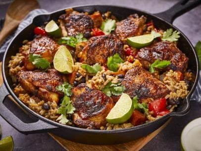 Tex-Mex Chicken and Rice Bake Recipe | Food Network Spicy Mexican Chicken, Mary Makes It Easy, Chicken And Rice Recipes, Rice Bake Recipes, Mexican Chicken And Rice, Tex Mex Chicken, Chicken And Rice Recipe, Mary Berg, Rice Bake