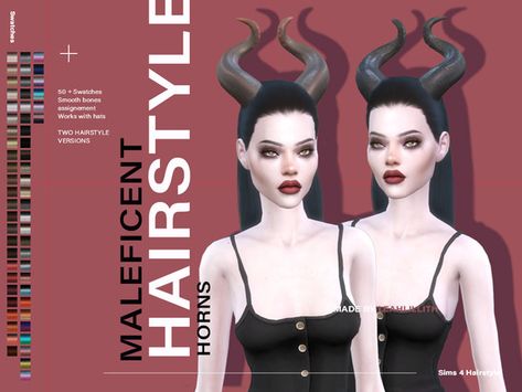 Leah Lillith's LeahLillith Maleficent Hairstyle Sims 4 Horns Cc, Leah Lillith, Hair Horns, Maleficent Horns, Mods Sims 4, Sims 4 Cc Hair, Demon Horns, Simulator Games, Maleficent Costume