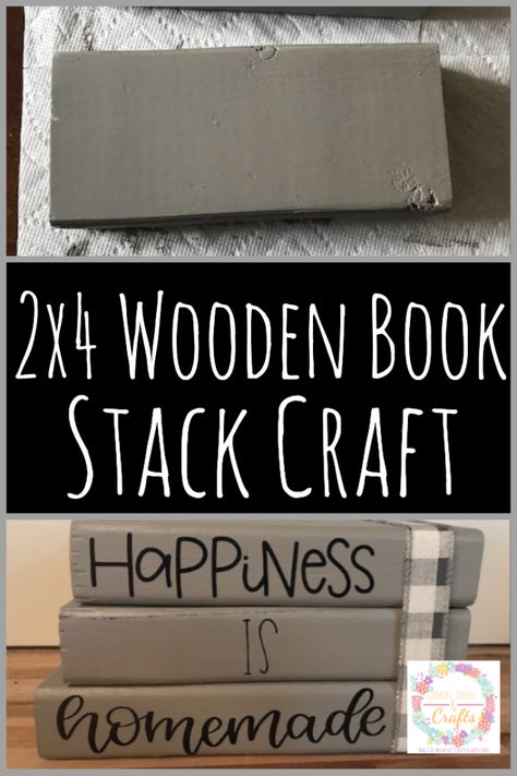 Take those extra 2x4 scraps and create this easy craft project for your home decor. Follow this how to make your own 2x4 Wooden Book Stack Craft, just add ribbon to finish these easy DIY blocks. #2x4 #2x4Crafts #WoodBlocks #Farmhouse #BookStack #Rustic #DIY #CraftProject #ScrapWood 2x4 Signs, Diy Wood Books, Craft Cookies, Upcycled Books, 2x4 Crafts, Wood Books, Into Books, 2x4 Wood, Cameo Crafts