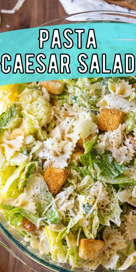 Cesar Pasta Salad, Tortellini Pasta Salad Recipes, Greek Pasta Salad Recipe, Caesar Pasta Salad, Lettuce Salad Recipes, Lettuce Recipes, Classic Macaroni Salad, Caesar Pasta, Tortellini Pasta