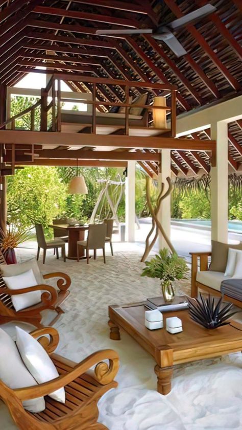 Awesome Outdoor Living Ideas | Modern outdoor living space, Outdoor living, Modern outdoor living Backyard Guest Houses, Hut House, Tropical House Design, Bali House, Rest House, Bamboo House, Home Decor Ideas Living Room, Kitchen Home Decor, Home Decoration Ideas