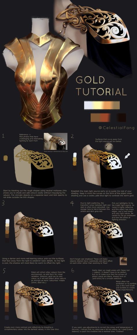 Celestial Fang, Gold Tutorial, Ghost Blade, Digital Painting Techniques, Coloring Tips, Splash Art, Coloring Tutorial, Poses References, Digital Painting Tutorials