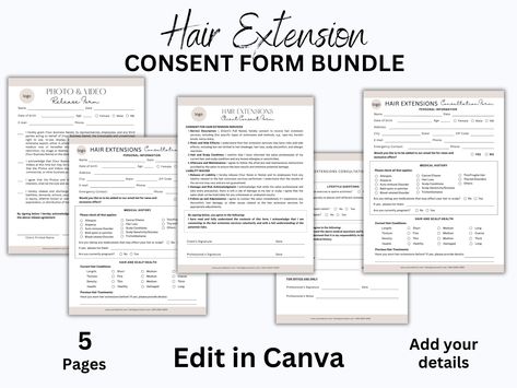 Hair Consultation, Client Consultation, Hair Extension Shop, Salon Signs, Consent Forms, Social Media Icons, Sign Templates, Business Process, Canva Templates