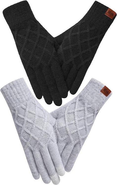 REACH STAR Winter gloves for women Touch screen Cashmere Elastic Thermal knit Lining Warm Gloves for Cold weather Running,Driving(Black+Light Gray) at Amazon Women’s Clothing store Driving Gloves Women's, Winter Gloves For Women, Tech Gloves, Girls Gloves, Running In Cold Weather, Gloves For Women, Cold Weather Gloves, Winter Gloves, Touch Screen Gloves