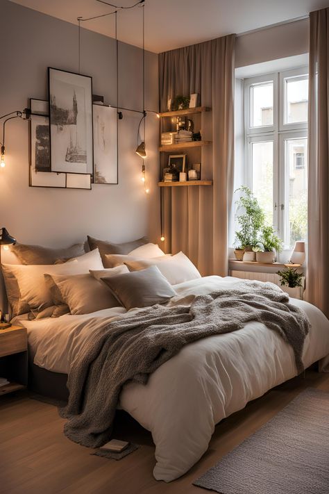 Cozy Bedroom Decor Ideas For Couple In 2025 #bedroomdecor#bedroomideas Bedroom Couple Aesthetic, Small Bedroom Decor Ideas For Couples, Luxury Small Bedroom, Apartment Decor For Couples, Cozy Apartment Bedroom, Couple Bedroom Ideas, Bedroom Decor Items, Couples Bedroom Ideas, Bedroom Designs Ideas