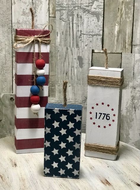 DIY 4th of July Crafts for Adults: Easy Decoration Projects to Try Projects With 4x4 Posts, 4x4 Wood Crafts Summer, 4th Of July Jenga Block Crafts, 4th Of July Wood Crafts Diy Projects, Summer Craft Fair Ideas Things To Sell, Fourth Of July Wood Crafts, 4th Of July Crafts To Sell, 2 X 4 Scrap Wood Projects, Diy Fourth Of July Decorations