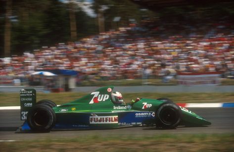 1991 German Grand Prix. Hockenheim, Germany. 26-28 July 1991. Andrea de Cesaris (Jordan 191 Ford) 5th position. Ref-91 GER 10. World Copyright - LAT Photographic German Grand Prix, Alain Prost, Nigel Mansell, Formula 1 Racing, Goodyear Tires, F1 Cars, Formula Uno, Motorsport Photography, Formula 1 Car