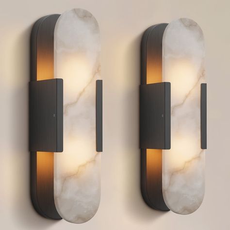 Unique Powder Bathroom, Powder Bathroom Lighting, Modern Wall Sconces Bathroom, Scone Lights, Luxury Bathroom Lighting, Tulum Decor, Bath Sconces, Dads Office, Bathroom Sconces Black