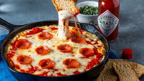 Tabasco Recipes, Shrimp And Sausage Jambalaya, Winco Foods, Baked Appetizers, Spicy Pizza, Sausage Jambalaya, Pizza Dip, Cheese Snacks, Wing Sauce