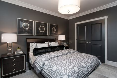 Grey walls, white trim & black doors Bedroom Grey Walls, Grey Walls White Trim, Exterior Door Designs, Trendy Door, Double Doors Interior, Black Bedroom, Black Door, Main Door Design, Rustic Doors