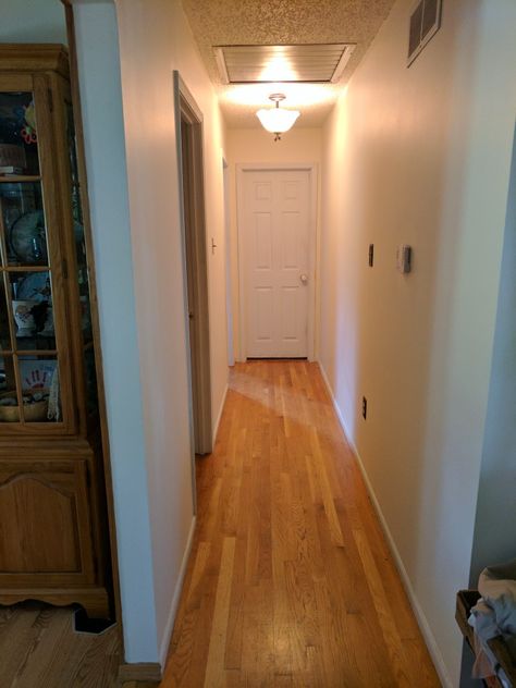 Hallway, bathroom is first door on the left, office/bedroom is the second door on the left, master bedroom is straight at the end of the hall.  Nature and minimalist would be my theme. I love roses and bare wood. Should family photos be displayed on the walls in the hall? Door At The End Of Hallway, Door At End Of Hallway, End Of Hallway, Hallway Bathroom, Love Roses, My Themes, Office Bedroom, Bedroom Office, Framed Bathroom Mirror