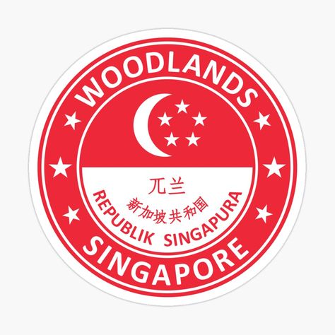 Get my art printed on awesome products. Support me at Redbubble #RBandME: https://www.redbubble.com/i/sticker/Woodlands-Singapore-by-Alma-Studio/154626089.EJUG5?asc=u Singapore Sticker, Flag Of Singapore, Singapore Flag, Fridge Stickers, Car Bumper Stickers, Laptop Covers, Car Stickers, Laptop Stickers, Bumper Stickers