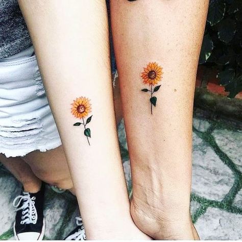 31 Best Matching Tattoos Images In 2020 Wrist Tattoos Girls, Shape Tattoo, Muster Tattoos, Inspiration Tattoos, Sunflower Tattoos, Sunflower Tattoo Design, Best Friend Tattoos, Wrist Tattoo, Sunflower Tattoo