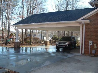 » Garages Gallery Carport Attached To House, Carport Extension, Carport Addition, Carport Ideas, Diy Carport, Car Ports, House Additions, Garage Designs, Covered Parking