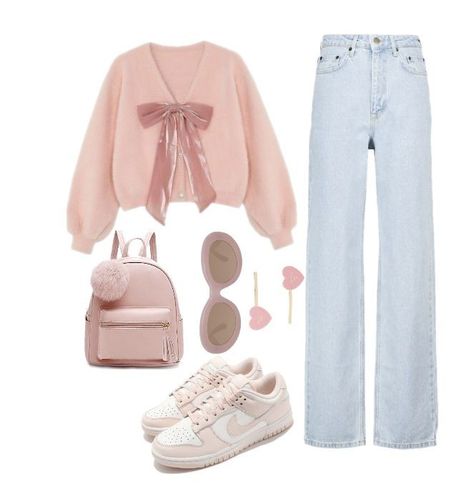 Casual Day Outfits, Easy Trendy Outfits, Causual Outfits, Pink Outfits, Kpop Fashion Outfits, Kpop Outfits, Korean Outfits, Casual Style Outfits, Kpop Fashion