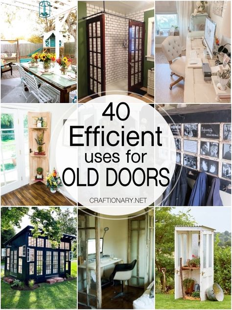 Repurposed French Door Ideas, French Doors Repurposed Ideas, French Door Repurpose, Upcycle Doors Ideas, Glass Door Repurposed, Uses For Old Doors Projects, Decorating With Old Doors Outside, Old Farm Doors Ideas, Antique Door Projects