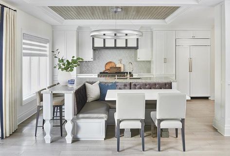 L Shaped Dining Banquette on L Shaped Kitchen Island - Transitional - Kitchen Kitchen Island Banquette, L Shaped Kitchen Island, Kitchen Island With Bench Seating, Shaped Kitchen Island, Seating In Kitchen, Kitchen Peninsula, Dining Banquette, Kitchen Banquette, Island Bench