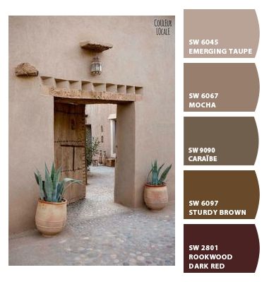 Paint colors from ColorSnap by Sherwin-Williams Adobe House Paint Colors, Mediterranean Home Paint Colors, Desert Home Exterior Paint Colors, Southwest Exterior Paint Colors, Exterior Paint Colors For House Stucco Desert, Southwest Paint Colors, Southwestern Stucco Homes, Tuscan Paint Colors, Stucco Colors