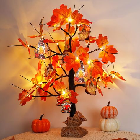 PRICES MAY VARY. Fall Thanksgiving Decor: You will receive a maple tree with 24 LED lights, which comes with 24 maple leaves, 18 hangable wooden plaques, 1 square of burlap, and more! It will create a cozy atmosphere, perfect for enhancing your fall and Thanksgiving décor. The gentle glow illuminates your home, adding a touch of seasonal warmth and charm. Realistic Design: Crafted to mimic the natural beauty of a maple tree in autumn, the lighted maple tree showcases intricately designed leaves Thanksgiving Bookshelf Decor, Fall Decorations For Home, Centerpieces For Tables, Fall Centerpieces, Indoor Tree, Tree Centerpieces, Tree Light, Fall Thanksgiving Decor, Autumn Thanksgiving