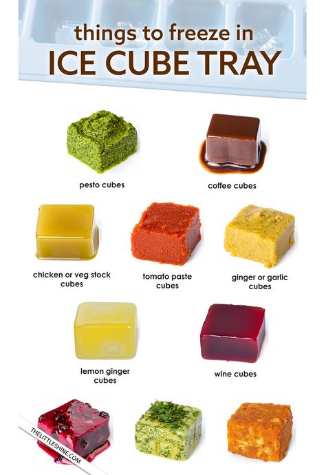 15 Things to Freeze in Ice Cube Trays to Prevent Food Waste - Little Shine Things To Freeze, Food Saver Hacks, Souper Cubes, Healthy Morning Drinks, Ice Cube Tray Recipes, Healthiest Nut Butter, Wine Cubes, Life Made Simple, Organised Life